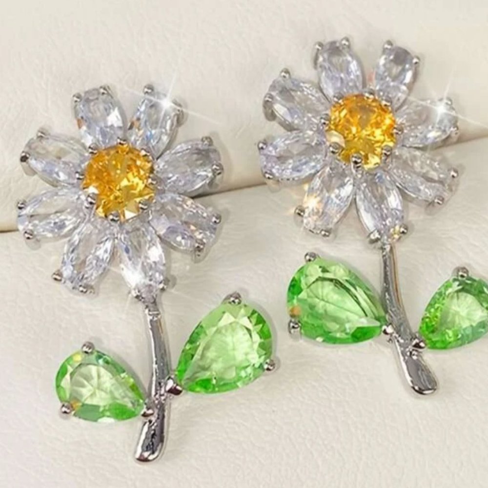 CZ Flower Earrings